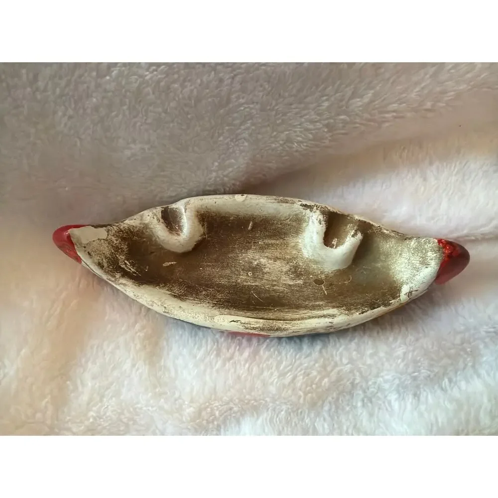 VTG Nanco Indian Canoe Ashtray Japan Hand Painted Mid Century Rustic Decor